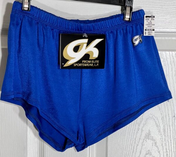 GK COMPETITION SHORTS ADULT SMALL ROYAL N/S GYMNASTICS RUNNING FITNESS AS NWT!