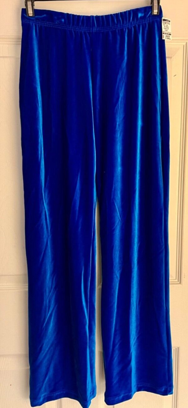 GK BLUE VELVET ADULT X-SMALL GYMNASTICS SKATE WARM-UP CASUAL LOUNGE PANTS SZ XS