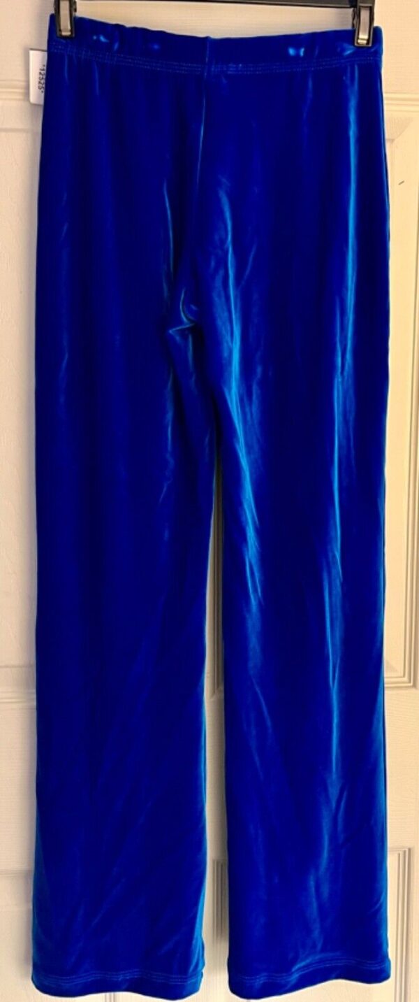 GK BLUE VELVET ADULT X-SMALL GYMNASTICS SKATE WARM-UP CASUAL LOUNGE PANTS SZ XS - Image 2