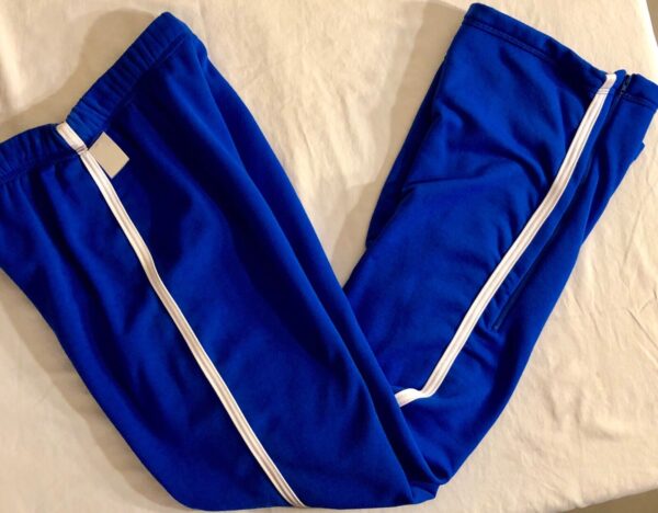 GK ELITE BLUE FLEECE LINED ZIP WARMUP SKATE PANTS ADULT S