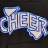 GK "CHEER" GIRLS SMALL BLACK SWEATSHIRT HOODIE BLUE SILVER METALLIC LOGO SZ S - Image 3