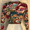 GK BOLERO LADIES SMALL 3/4 SLEEVE COLORFUL FOIL TIE SKATE DANCE CASUAL JACKET S - Image 3