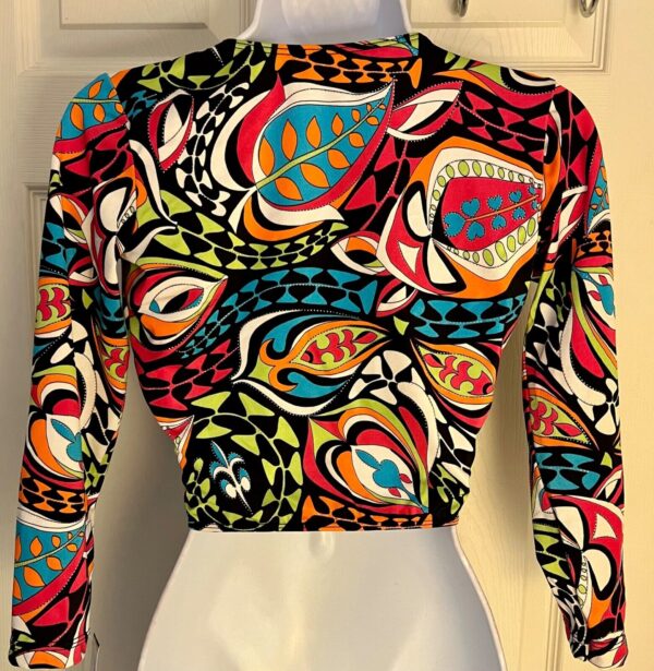 GK BOLERO LADIES SMALL 3/4 SLEEVE COLORFUL FOIL TIE SKATE DANCE CASUAL JACKET S - Image 3