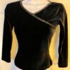 GK  BLACK VELVET LADIES SMALL BLACK FOIL TRIM SKATE DANCE CASUAL CROP TOP Sz S