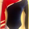 GK ADULT SMALL BLUE VELVET LgSLV RED IRIDESCENT GYMNASTICS DANCE LEOTARD Sz AS