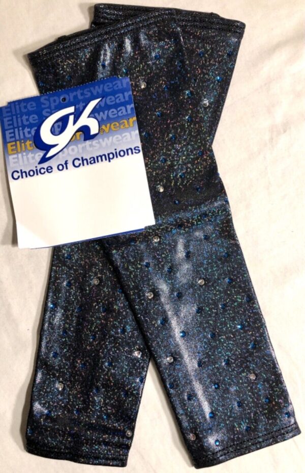 GK DANCE ADULT SMALL BLACK SPARKLE BLUE CLEAR JA PAIR GAUNTLETS DANCE Sz AS NWT! - Image 2