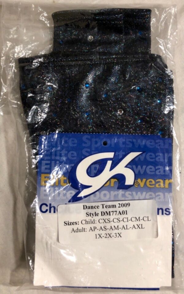 GK DANCE ADULT SMALL BLACK SPARKLE BLUE CLEAR JA PAIR GAUNTLETS DANCE Sz AS NWT! - Image 3