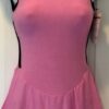 GK PINK MATTE CREPE ADULT X-SMALL FOIL SLVLS BLACK VELVT FIGURE SKATE DRESS AXS