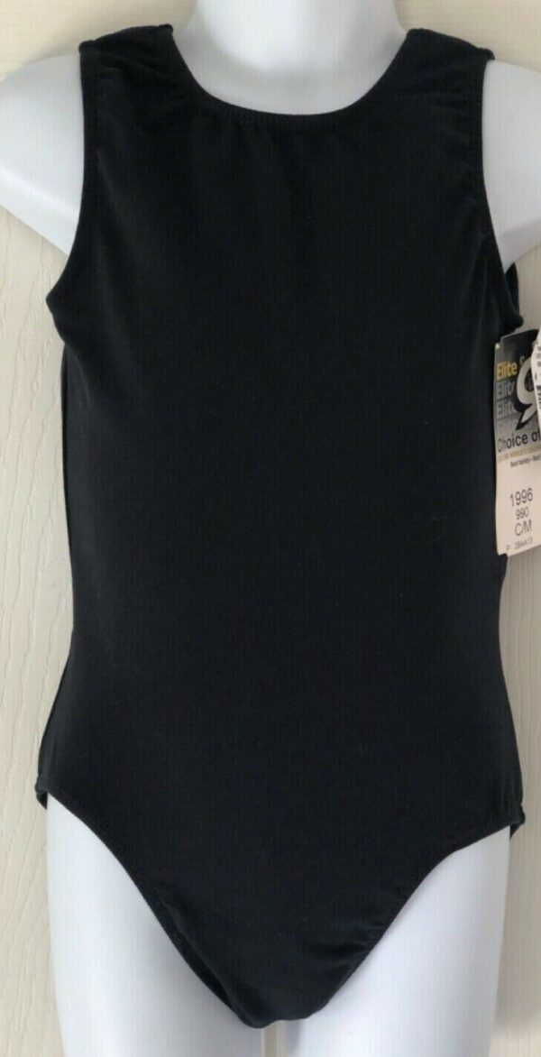 GK Elite BASIC BLACK TANK CHILD MEDIUM COTTON/SPANDEX GYMNASTIC DANCE CHEER CM