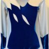 GK ELITE LgS LADIES SMALL ROYAL GLITTER VELVET SILVER GYMNASTIC DANCE LEOTARD AS - Image 2