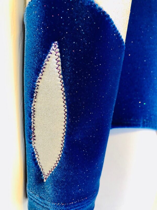 GK ELITE LgS LADIES SMALL ROYAL GLITTER VELVET SILVER GYMNASTIC DANCE LEOTARD AS - Image 5