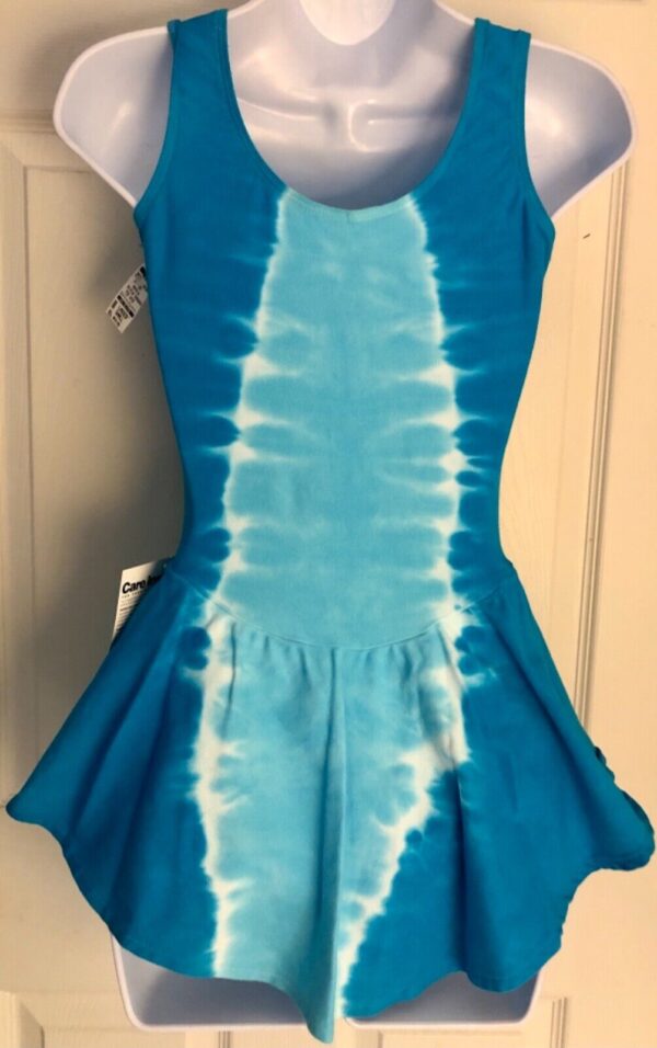 GK ICE FIGURE SKATE LADIES SMALL TURQUOISE TYE-DYE COTTON/STRCH TANK DRESS AS - Image 8