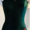 GK FESTIVE GREEN VELVET ADULT SMALL CINNAMINT FOIL GYMNAST DANCE TANK LEOTARD AS