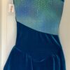 GK ICE FIGURE SKATE BLUE CROCODILE ASYM ADULT SMALL OCEAN VELVET DRESS AS NWT! - Image 3