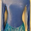 GK FIGURE SKATE LgSLV ADULT SMALL BLUEBELL SMOOTH VELVET FOIL TRIM DRESS AS