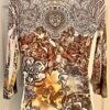 COLDWATER CREEK LADIES LARGE 3/4 SLV TRIBAL BOHO FLORAL PRINT STRETCH TOP SZ L - Image 5