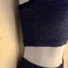 GK 2PC NAVY SPARKLE LADIES SMALL CROP TOP & SHORTS SET VELVET TRIM DANCE CHEER S - Image 2