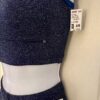 GK 2PC NAVY SPARKLE LADIES SMALL CROP TOP & SHORTS SET VELVET TRIM DANCE CHEER S - Image 4