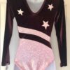 GK Elite LgSLV PLUM GLITTER VELVET ADULT SMALL PINK FOIL STARS Sz AS NWT - Image 5