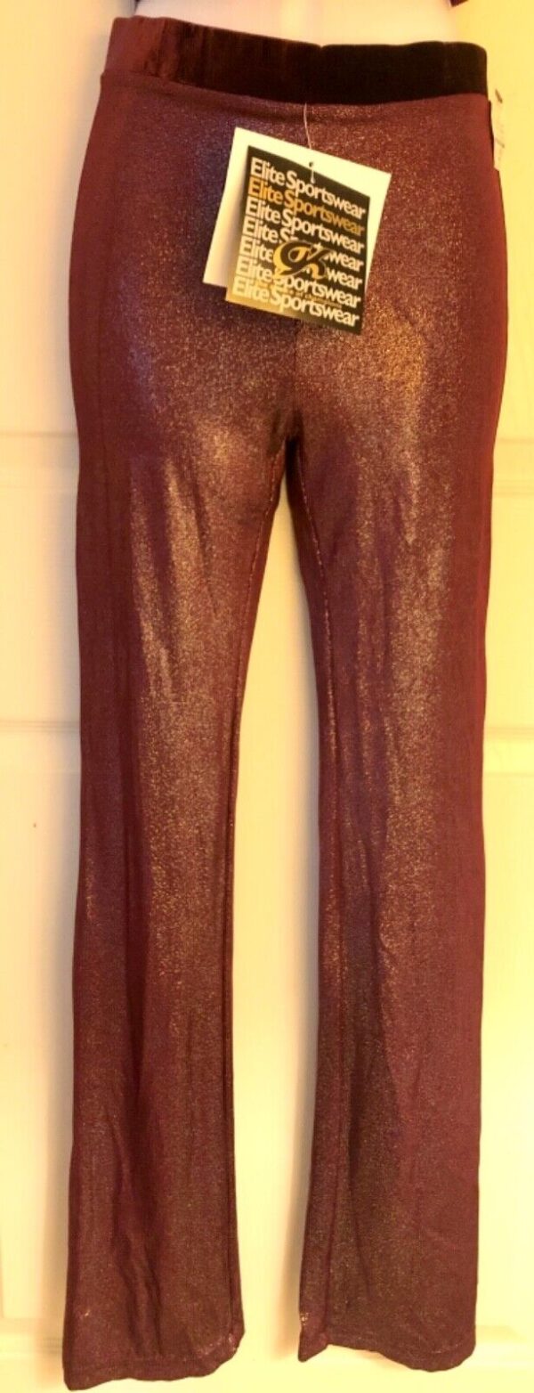 GK DANCE JAZZ LADIES SMALL WINE TWILIGHT FOIL WINE VELVET WAISTBAND PANTS Sz AS