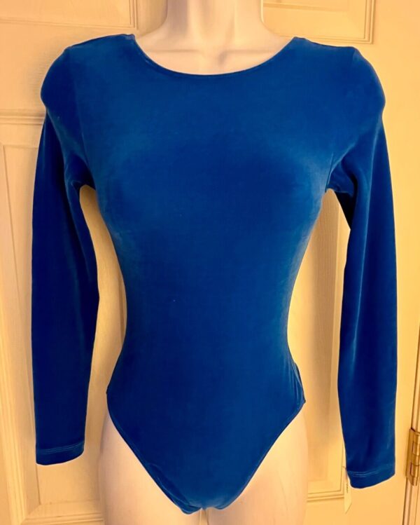 GK LGSLV ADULT SMALL SOLID OCEAN VELVET W/ LINER GYMNASTICS DANCE LEOTARD SZ S