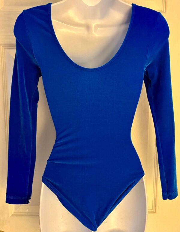 GK LGSLV ADULT SMALL SOLID OCEAN VELVET W/ LINER GYMNASTICS DANCE LEOTARD SZ S - Image 4