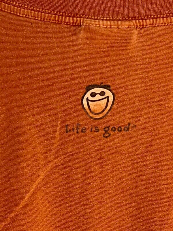 LIFE IS GOOD Men's Large HIKING Theme Graphics Faded Orange Short Sleeve T Shirt - Image 4