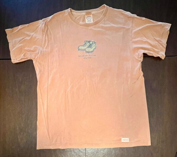 LIFE IS GOOD Men's Large HIKING Theme Graphics Faded Orange Short Sleeve T Shirt - Image 5