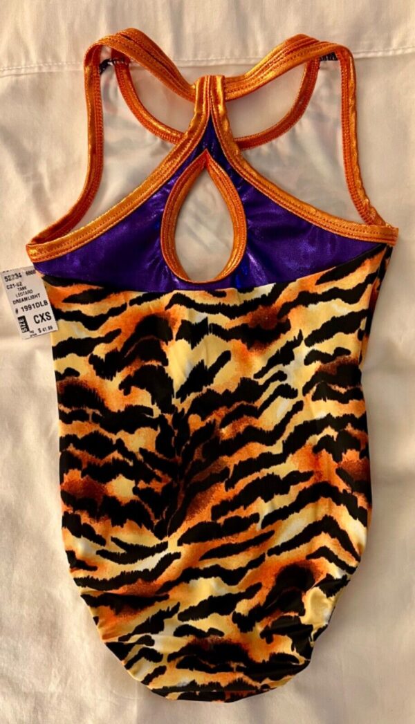 DREAMLIGHT BY GK CHILD X-SMALL  ANIMAL PRINT FOIL GYMNAST DANCE TANK LEOTARD XS - Image 10