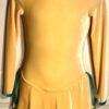 GK YELLOW VELVET CHILD LARGE JADE TRIM JEWEL NECK V-BACK FIGURE SKATE DRESS CL
