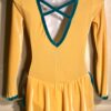 GK YELLOW VELVET CHILD LARGE JADE TRIM JEWEL NECK V-BACK FIGURE SKATE DRESS CL - Image 2