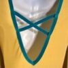 GK YELLOW VELVET CHILD LARGE JADE TRIM JEWEL NECK V-BACK FIGURE SKATE DRESS CL - Image 3