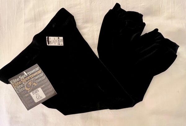 GK ELITE DANCE CHILD LARGE BLACK SMOOTH VELVET CUFFED CAPRI PANTS JAZZ Sz CL NWT - Image 11