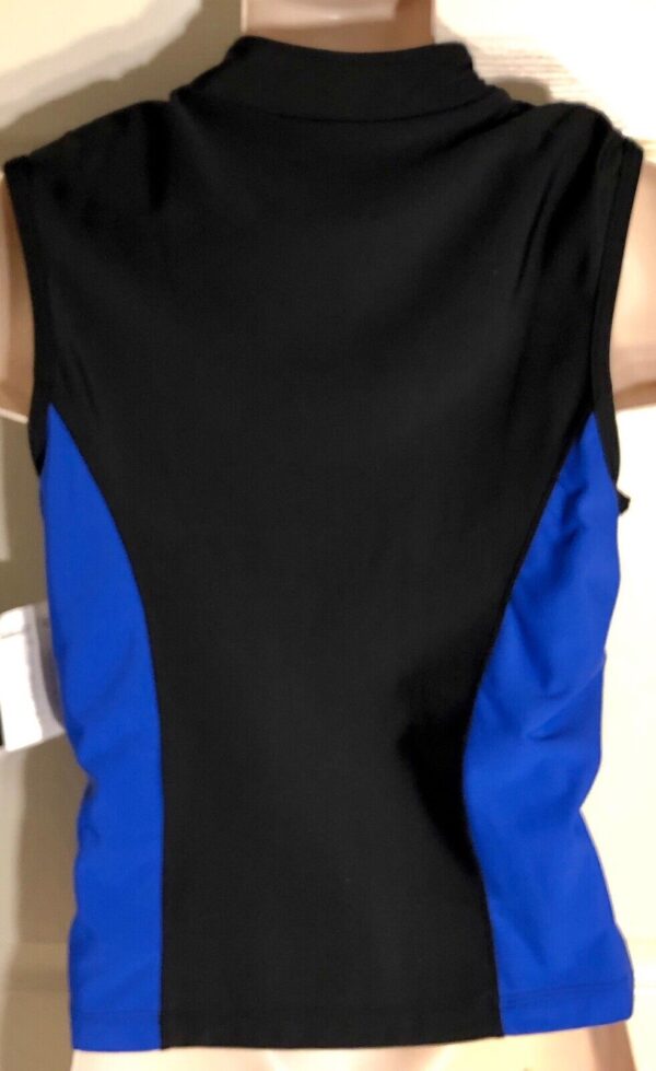 GK ELITE FIGURE SKATE MENS LARGE NYLON SPANDEX WARMUP VEST BLACK ROYAL SZ L NWT - Image 2