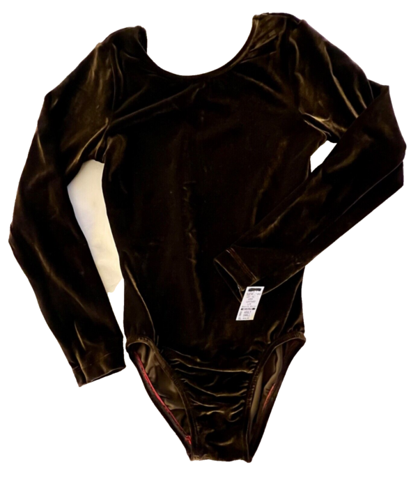 GK LGSLV ADULT SMALL SOLID BROWN ESPRESSO VELVET GYMNASTICS DANCE LEOTARD SZ S - Image 5