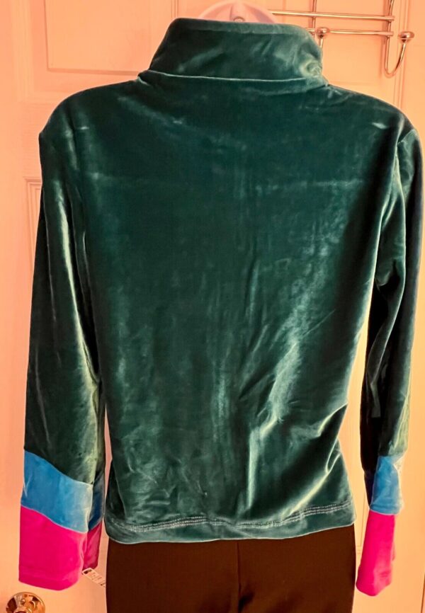 GK WARM UP JACKET ADULT SMALL GREEN BLUE PINK VELVET GYMNAST DANCE CHEER SKATE S - Image 4