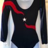 GK LgSLV BLUE VELVET ADULT SMALL RED VELVET RIBBON FOIL STARS GYMNAST LEOTARD AS - Image 4