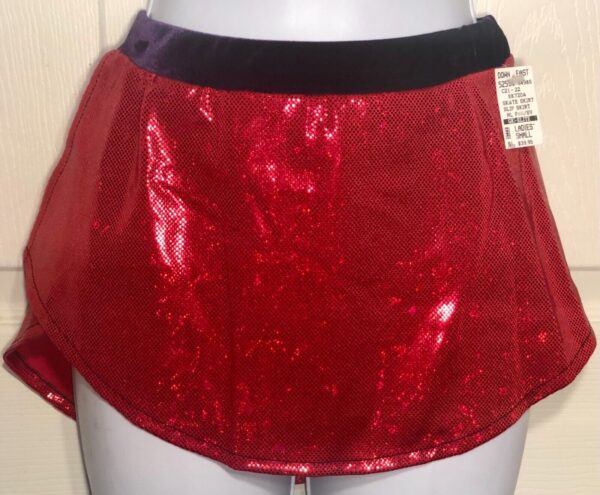 GK RED SHIMMER ICE ADULT SMALL VELVET PULL-ON FIGURE SKATE SKIRT Sz AS NWT!