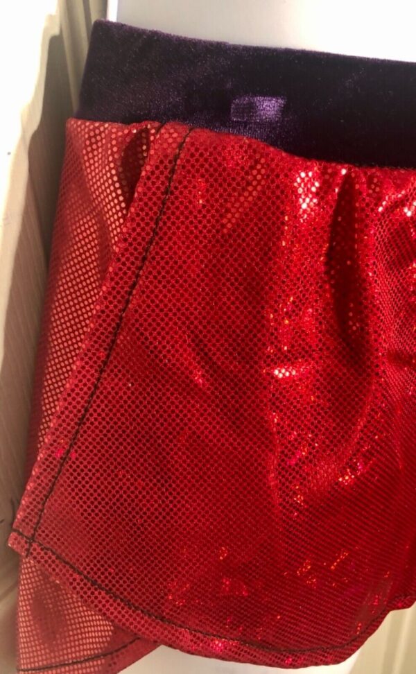 GK RED SHIMMER ICE ADULT SMALL VELVET PULL-ON FIGURE SKATE SKIRT Sz AS NWT! - Image 2