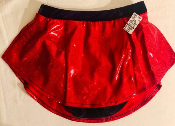 GK RED SHIMMER ICE ADULT SMALL VELVET PULL-ON FIGURE SKATE SKIRT Sz AS NWT! - Image 5