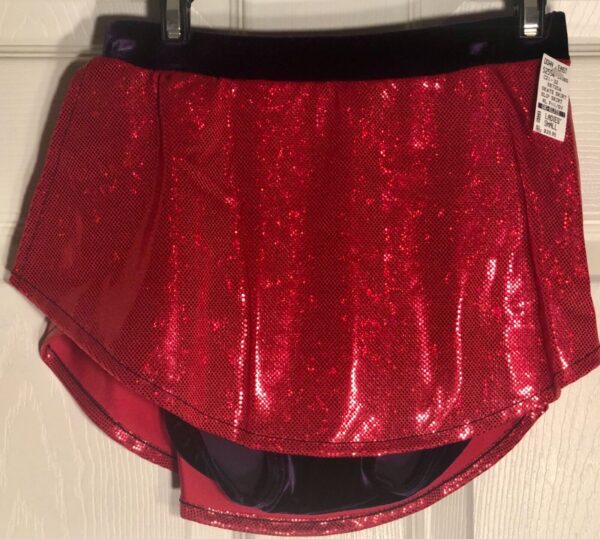 GK RED SHIMMER ICE ADULT SMALL VELVET PULL-ON FIGURE SKATE SKIRT Sz AS NWT! - Image 8