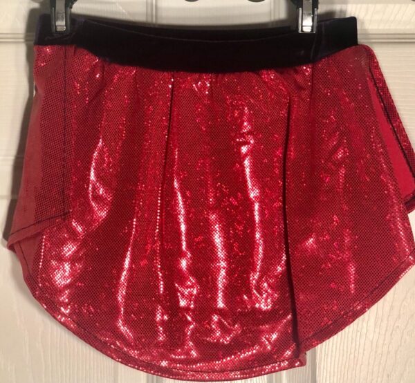 GK RED SHIMMER ICE ADULT SMALL VELVET PULL-ON FIGURE SKATE SKIRT Sz AS NWT! - Image 9