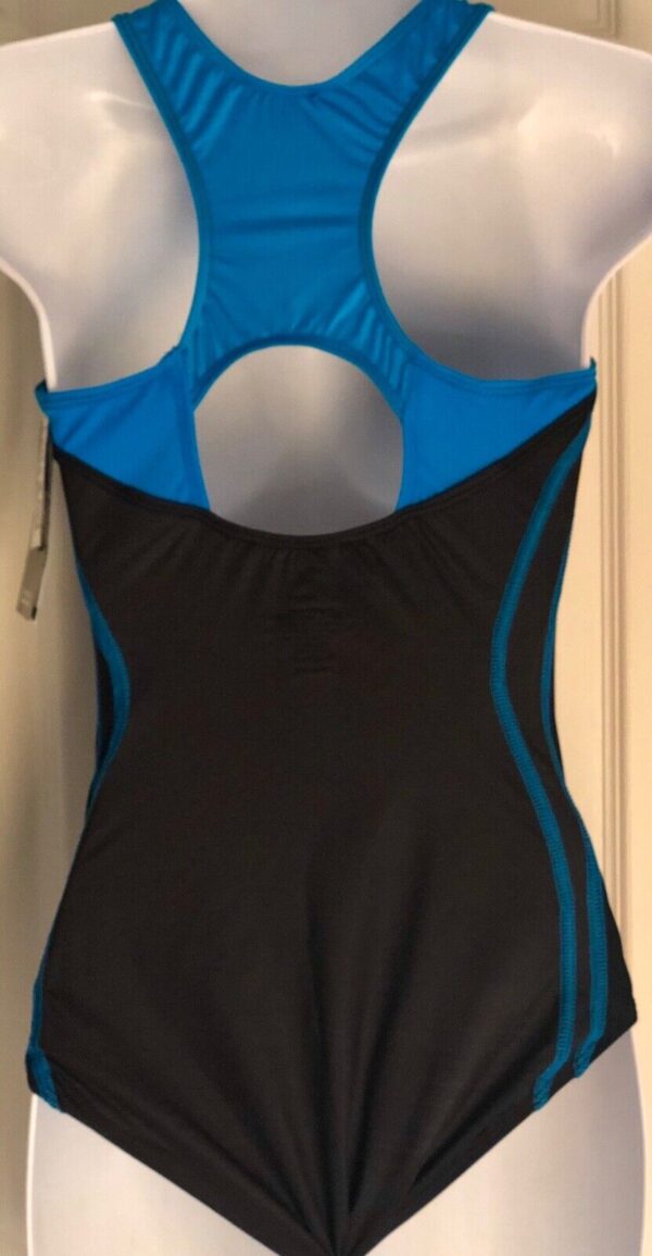 GK ELITE GYMTEK TURQUOISE BLACK TECH GYMNASTICS LEOTARD ADULT M - Image 2