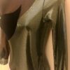 GK ADULT SMALL LgSLV EVERGREEN FOIL VELVET BLACK MESH GYMNAST DANCE LEOTARD AS - Image 5