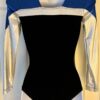 GK BLACK VELEVT ADULT SMALL LgSLV BLUE SILVER FOIL GYMNASTIC DANCE LEOTARD Sz AS - Image 6