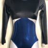 GK LgSLV LADIES SMALL BLACK N/S ROYAL WHITE SHIMMER GYMNASTIC DANCE LEOTARD AS