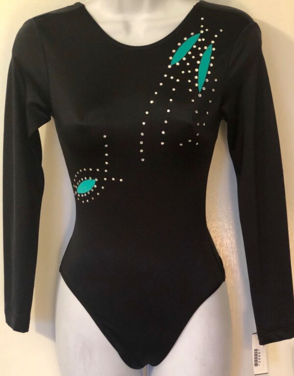 GK ELITE LgS BLACK NYLON/SPANDEX JA GYMNASTIC DANCE LEOTARD AS