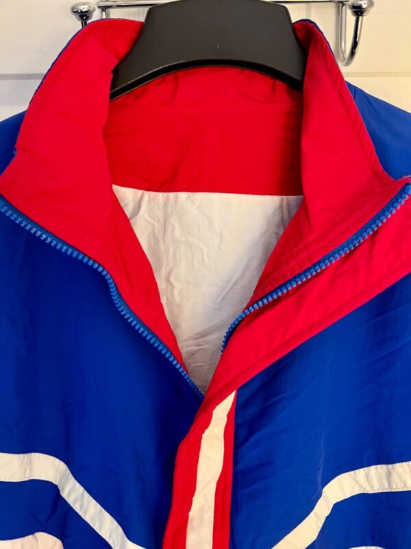 GK RED BLUE SUPPLEX ADULT LARGE GYMNAST ALL SPORT TRADITIONAL WARM UP JACKET L - Image 3