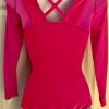 GK ADULT SMALL PINK VELVET MESH LgSLV SQUARE NECK GYMNAST DANCE LEOTARD Sz AS - Image 5