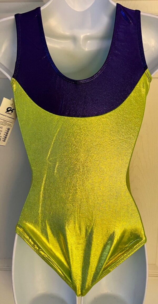 GK ADULT SMALL PURPLE LEMONLIME MYSTIQUE SEQUINS GYMNASTS DANCE TANK LEOTARD AS - Image 7